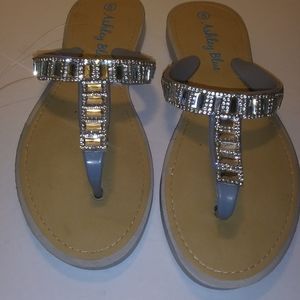 Crystal jeweled flip flops